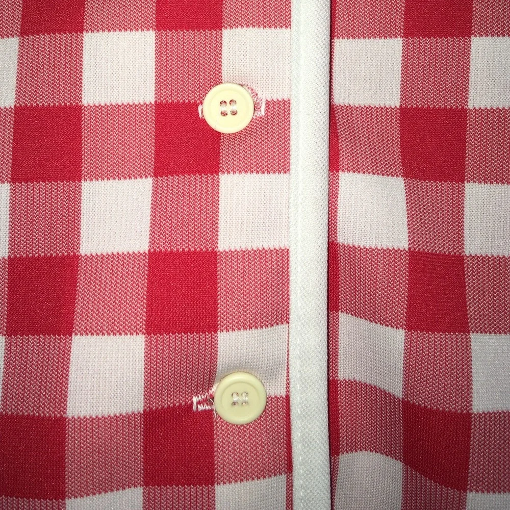 🐜 VINTAGE red and white gingham button-up short sleeve shirt, small — VGUC - Picture 4 of 12